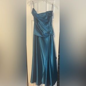 Floor length teal dress